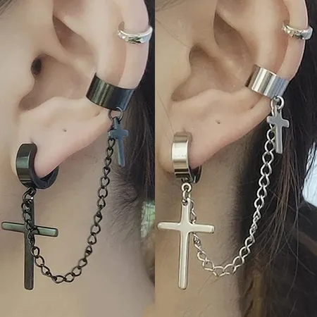 Imagen de producto de: Arete Cruz Plateado