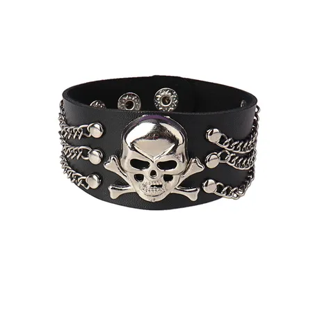 Imagen de producto de: Brazalete craneo con cadenas ajustable