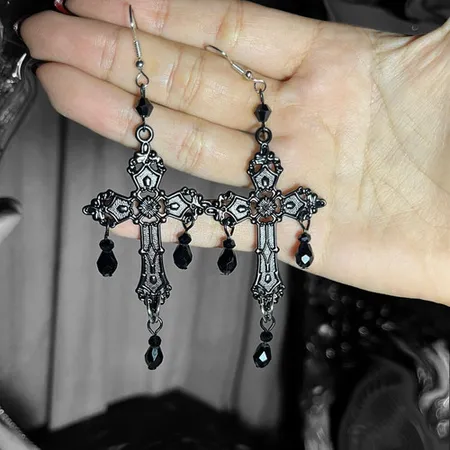 Imagen de producto de: Aretes de Cruces Negro Goth Victoriano